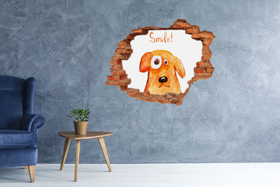 Wandtattoos 3D Optik Loch Hund in einem Loch in der Wand