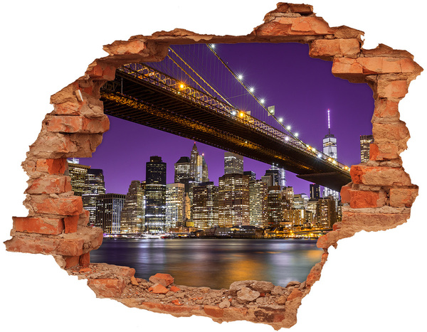 Wandtattoos 3D Optik Loch Brooklyn Bridge bei Nacht