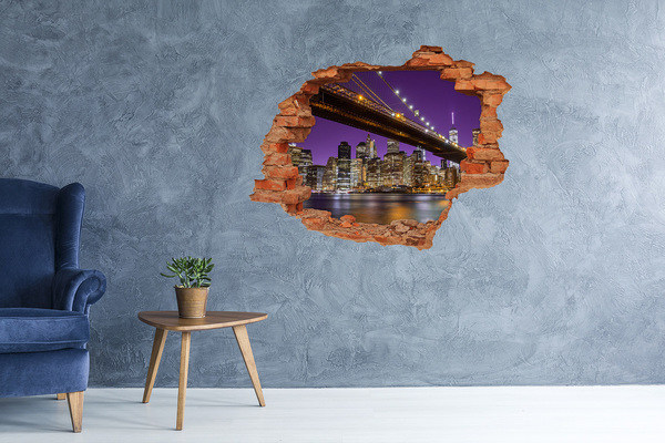 Wandtattoos 3D Optik Loch Brooklyn Bridge bei Nacht