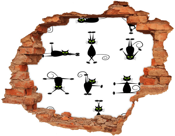 Wandtattoos Loch Schwarze Katzen auf weißem Hintergrund