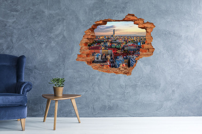 Wandbilder 3D Mauerdurchbruch Ein Blick aus der Vogelperspektive auf die Stadt