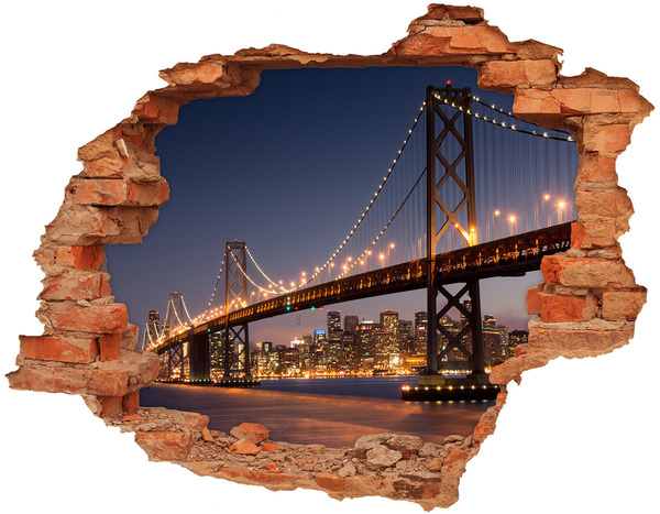 Wandtattoos 3D Optik Loch San Francisco Bridge bei Nacht
