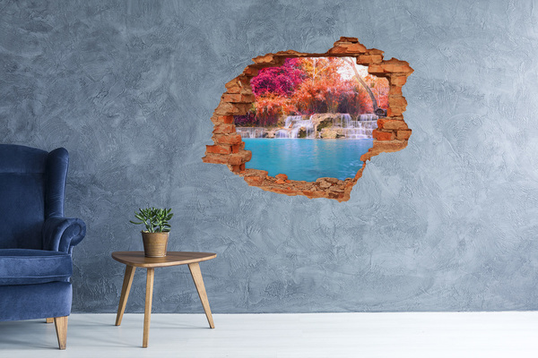 Wandtattoos Loch in der Wand Wasserfall zwischen Herbstbäumen