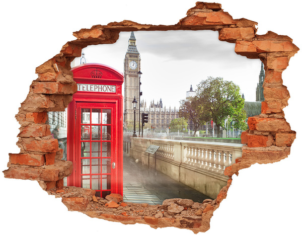 Wandtattoos 3D Optik Loch Blick auf London durch ein Loch in der Wand