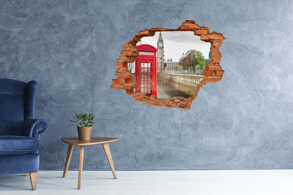 Wandtattoos 3D Optik Loch Blick auf London durch ein Loch in der Wand