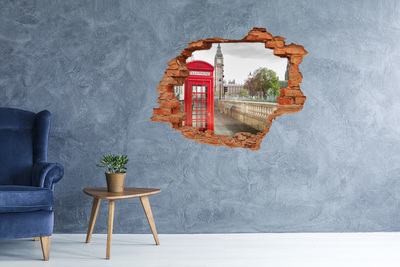 Wandtattoos 3D Optik Loch Blick auf London durch ein Loch in der Wand