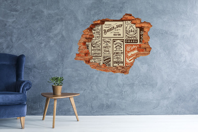 Wandtattoos Loch Stilvolle Vintage-Poster an der Wand im Hintergrund