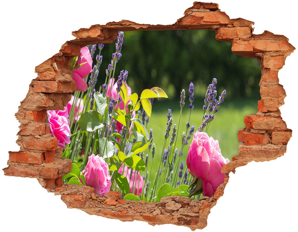 Wandtattoos 3D Optik Loch Ein Blumenparadies hinter der Mauer