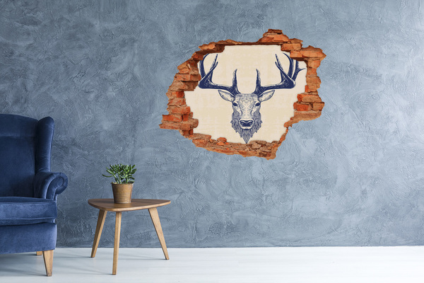 Wandtattoos 3D Optik Loch Ein sich bewegendes Reh in einem Loch in der Wand