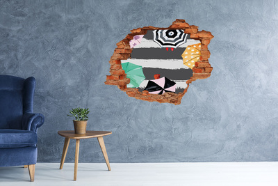 Wandtattoos Loch in der Wand Geheimnisvoller Strand mit Sonnenschirmen