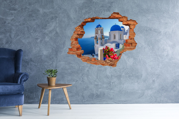 Wandtattoos 3D Optik Loch Santorini in voller Pracht