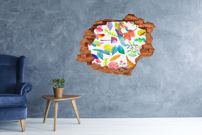 Wandbilder 3D Mauerdurchbruch Blumenwandbild durch ein Loch in der Wand
