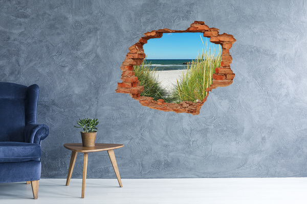 Wandbilder 3D Mauerdurchbruch Ein bezaubernder Strand mit Blick auf das Meer