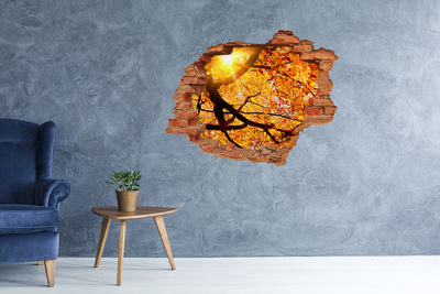 3D Loch Aufkleber Goldener Herbst hinter der Mauer