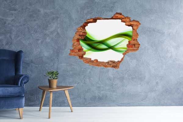 Wandtattoos 3D Optik Loch Grüne Welle im Loch in der Wand