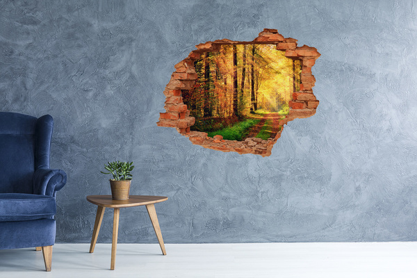 3D Loch Aufkleber Goldener Herbst im Wald