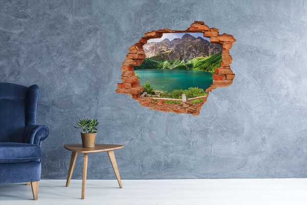 Wandbilder 3D Mauerdurchbruch Berglandschaft am See