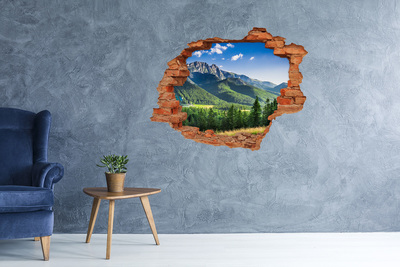 3D Loch Aufkleber Berglandschaft durch ein Loch in der Wand