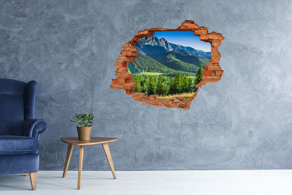 Wandtattoos Loch Berglandschaft durch ein Loch in der Wand