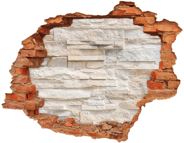 3D Loch Aufkleber Beschädigte Mauer mit Steinverkleidung