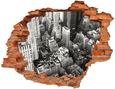 Wandtattoos Loch in der Wand Blick auf den Großstadtdschungel