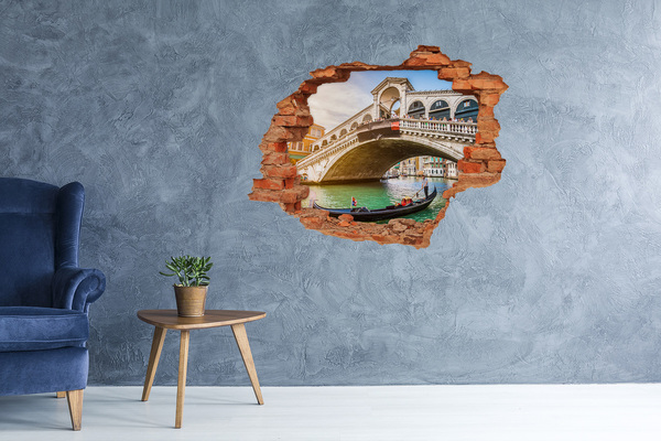 Wandtattoos 3D Optik Loch Rialtobrücke in Venedig