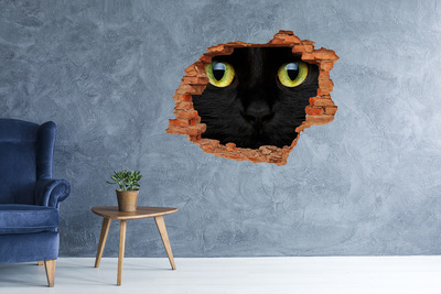 3D Loch Aufkleber Schwarze Katze durch ein Loch in der Wand