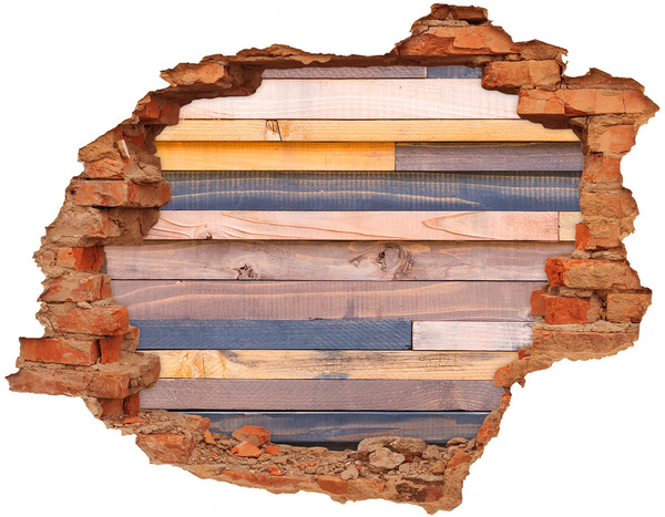 Wandbilder 3D Mauerdurchbruch Holzwand durch ein Loch