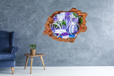 3D Loch Aufkleber Ein Fahrrad in einem Garten voller Blumen