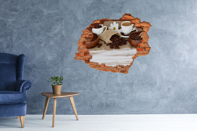 3D Loch Aufkleber Kaffee in natürlicher Umgebung