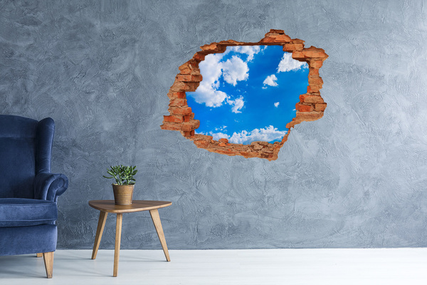 Wandtattoos 3D Optik Loch Blauer Himmel mit Wolken