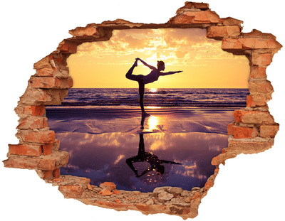 Wandtattoos Loch in der Wand Yoga am Strand bei Sonnenuntergang