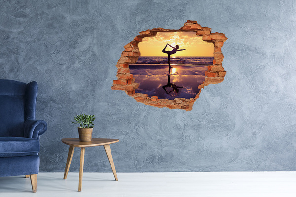 Wandtattoos Loch in der Wand Yoga am Strand bei Sonnenuntergang