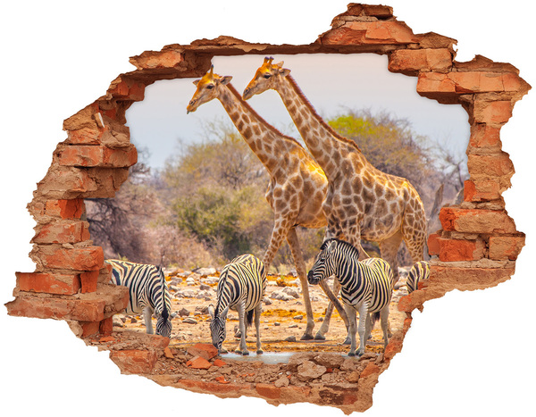 Wandbilder 3D Mauerdurchbruch Safari in Afrika