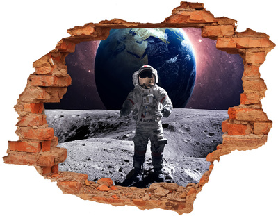 Wandbilder 3D Mauerdurchbruch Astronaut auf dem Mond