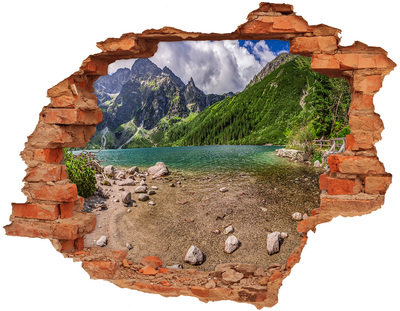 3D Loch Aufkleber Bergsee im Tal
