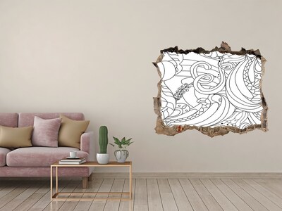 3D Wandsticker Loch Loch in der Wand Blumenmuster