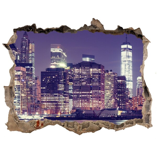 3D Wandsticker Loch New Yorker Skyline bei Nacht