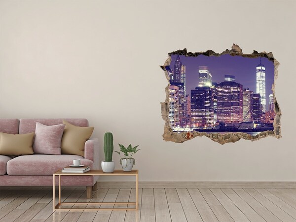 3D Wandsticker Loch New Yorker Skyline bei Nacht