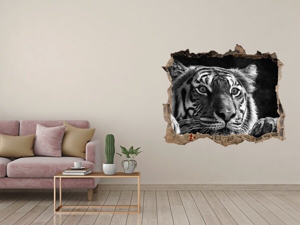 3D Wandsticker Loch Tiger in einem Loch in der Wand