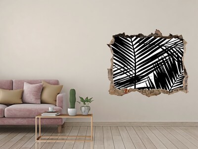 3D Wandsticker Loch Tropische Blätter in einem Loch in der Wand