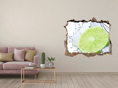 3D Wandsticker Loch Saftige Limette in Wasser