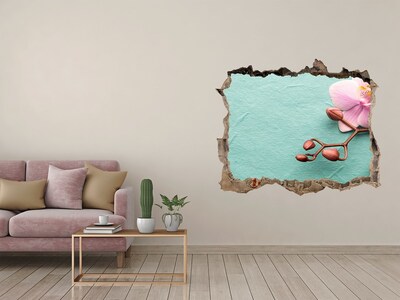 3D Wandtattoos Loch in der Wand Orchideenblüte in einer beschädigten Mauer