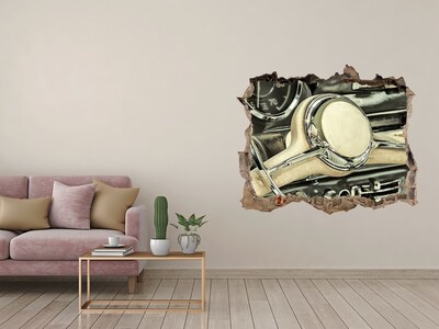 3D Wandsticker Loch Das stilvolle Cockpit eines Oldtimers
