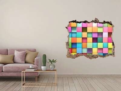 3D Wandtattoos Loch in der Wand Bunte Bausteine ​​in einem Loch in der Wand