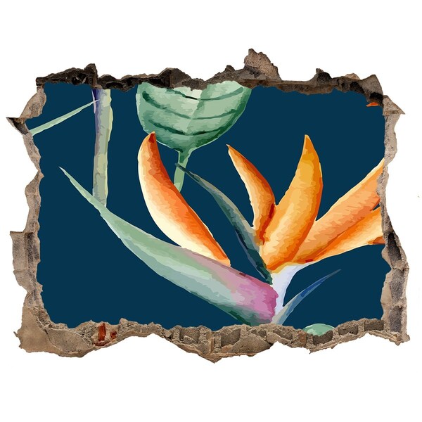 3D Wandtattoos Loch in der Wand Tropische Blume aus Beton