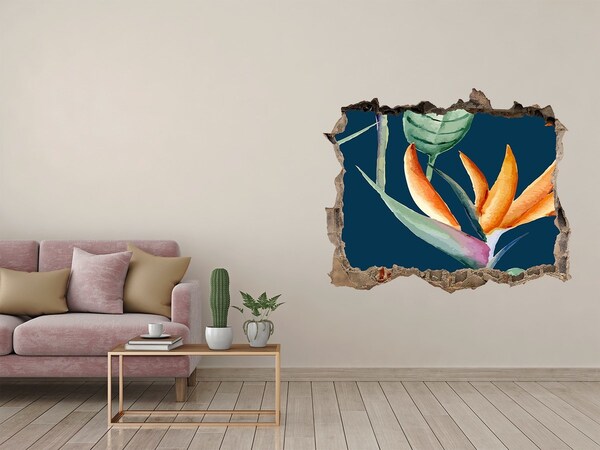 3D Wandtattoos Loch in der Wand Tropische Blume aus Beton