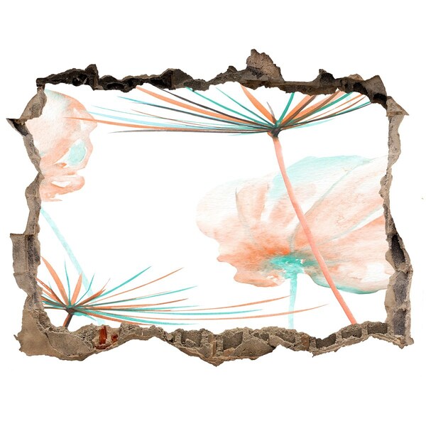 3D Wandsticker Loch Blumenlandschaft durch ein Loch in der Wand