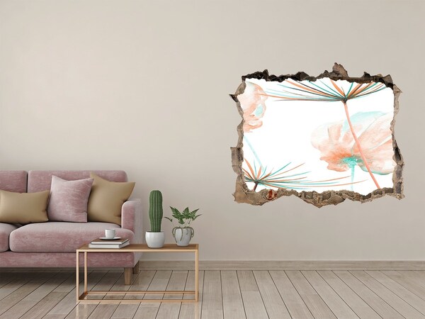 3D Wandsticker Loch Blumenlandschaft durch ein Loch in der Wand
