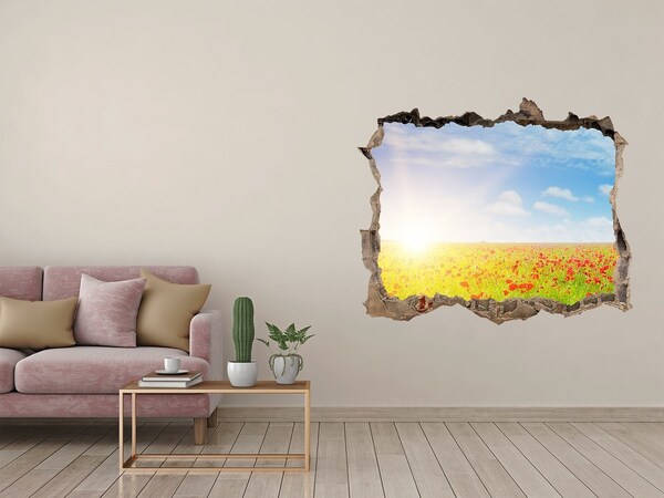3D Wandtattoos Loch in der Wand Blumenwiese im Sonnenschein